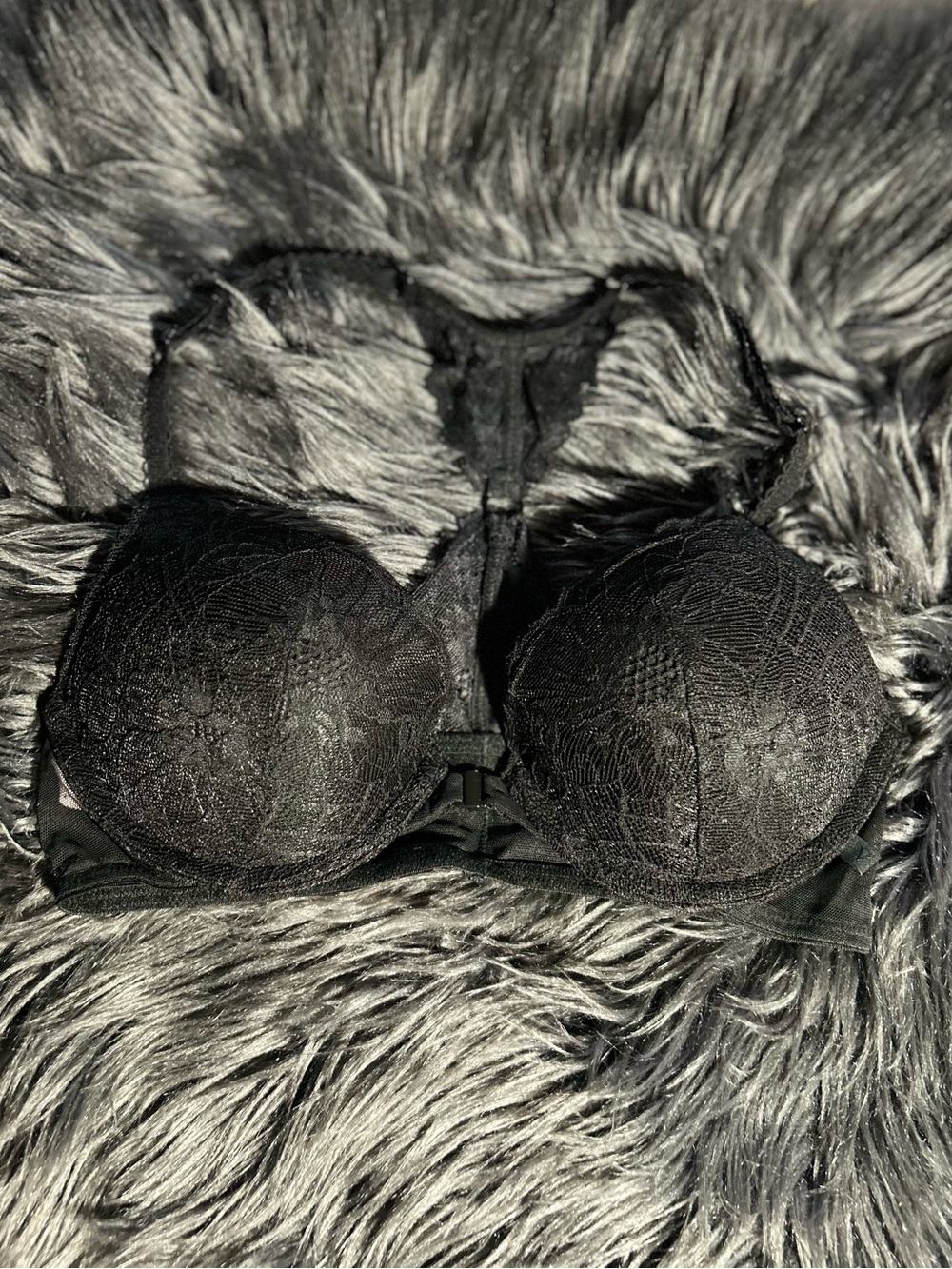 VICTORIA'S SECRET SEXY LACE PUSH UP RACERBACK BRA Black Bra Size 32C
